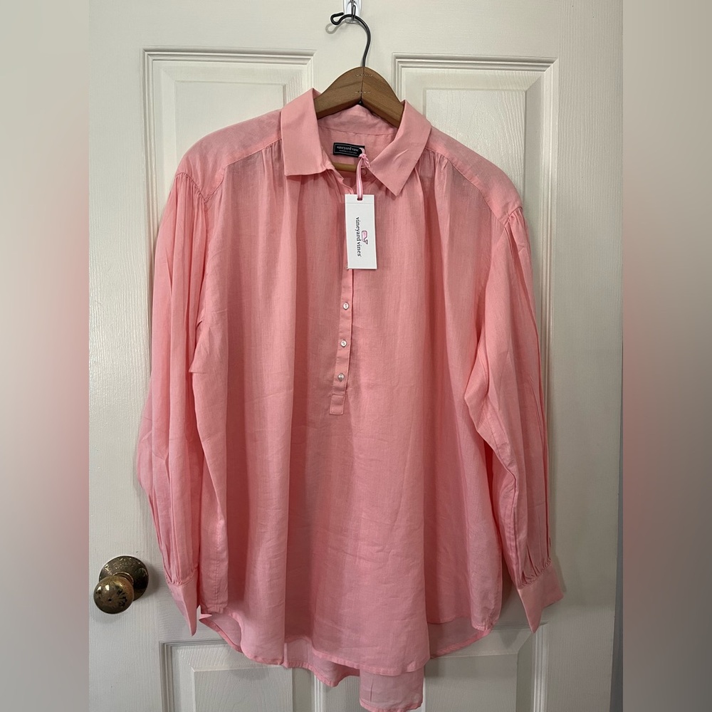 Vineyard Vines NWT Soft Pink Relaxed Button-Front Shirt Size S
